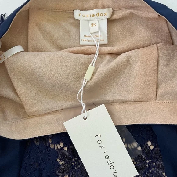 Foxiedox 2 piece dress set navy skirt crop top lace midi NWT - Picture 6 of 6